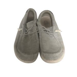 HEYDUDE Wally Men’s Gray Woven Canvas Slip-On  Casual Shoes US 11